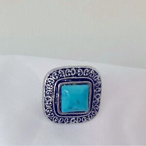 Square Ring with Turquoise Stone